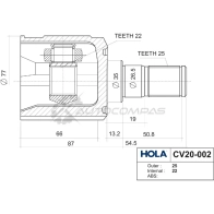 ШРУС внутренний HOLA 1424603557 9X MNUB3 CV20-002 - Изображение 3