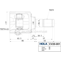 ШРУС внутренний HOLA HJFM8 1 8718401517691 1271765490 CV20-001 - Изображение 2