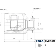 ШРУС внутренний HOLA CV22-036 1424603570 JG7 DQCC 8718401523180 - Изображение 2