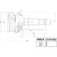 ШРУС наружный HOLA 1424603544 CV10-002 FXVT S - Изображение 2