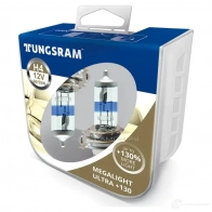 Лампа галогеновая H4 MEGALIGHT ULTRA +130% 60/55 Вт 12 В TUNGSRAM Z8 9US 1439693567 50440XNUPB2