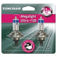 Лампа галогеновая H4 MEGALIGHT ULTRA +120% 60/55 Вт 12 В TUNGSRAM 1439693577 B XHU1 50440SNUBL2