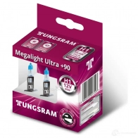 Лампа галогеновая H1 MEGALIGHT ULTRA +90% 55 Вт 12 В TUNGSRAM 1439693595 50310XUB2 8XJ HWR