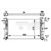 Радиатор охлаждения двигателя TYC 1YLT 4D6 Volkswagen Crafter (2E, 30, 50) 1 Фургон 2.5 TDI 109 л.с. 2006 – 2013 721-0014-R F21Q117