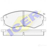 Тормозные колодки, комплект ICER 2 1725 1508465 D449-7329 181097