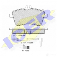 Тормозные колодки, комплект ICER Mercedes B-Class (W245) 1 Хэтчбек 2.0 B 180 CDI (2407) 109 л.с. 2005 – 2011 2 3881 181677700 D1357-8466