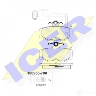 Тормозные колодки, комплект ICER 20 980 20981 1508384 180956700