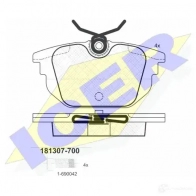 Тормозные колодки, комплект ICER KOKNIY 181134 1508502 230 61
