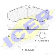 Тормозные колодки, комплект ICER 2 3458 23459 141146 Land Rover Range Rover 2 (P38A) 1994 – 2002