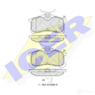 Тормозные колодки, комплект ICER 181728 24020 2 4013 Toyota Avensis (T220) 1 Седан 2.0 (ST220) 128 л.с. 1997 – 2000
