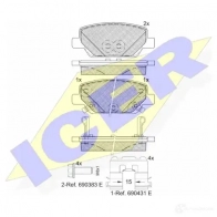 Тормозные колодки, комплект ICER 2244 9 22450 1193951662 182269