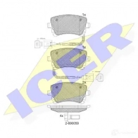 Тормозные колодки, комплект ICER 1508966 181674 23882 2 3326