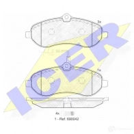 Тормозные колодки, комплект ICER 245 95 141802 24596 Fiat Scudo (270, 2) 2 Фургон 2.0 D Multijet 163 л.с. 2010 – 2024