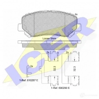 Тормозные колодки, комплект ICER BF7A7I Jeep Cherokee (KL) 5 Внедорожник 2.4 177 л.с. 2013 – 2024 182196 D1 640-8966