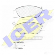 Тормозные колодки, комплект ICER 237 11 23712 181445701 Fiat Stilo (192) 1 Универсал 1.9 JTD 136 л.с. 2004 – 2008