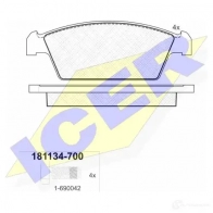 Тормозные колодки, комплект ICER 23 061 3DQTC0 181134700 1508503