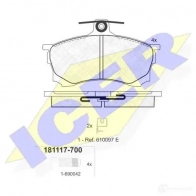 Тормозные колодки, комплект ICER 181117700 23127 2 3080 Mitsubishi Carisma 1 (DA) Хэтчбек 1.9 TD (DA4A) 90 л.с. 1996 – 2000