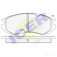 Тормозные колодки, комплект ICER 21 386 181105 FC2VL3W 1508471