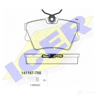 Тормозные колодки, комплект ICER Volkswagen Transporter (T4) 4 Грузовик 2.5 110 л.с. 1990 – 2003 217 48 21882 141167700