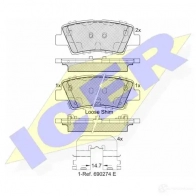 Тормозные колодки, комплект ICER 182036 Hyundai Elantra (MD, UD) 5 Седан 1.6 128 л.с. 2011 – наст. время 253 37 25338
