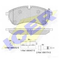 Тормозные колодки, комплект ICER 9XZ8DRW 2214 7 1424224187 142284