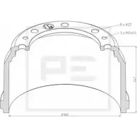 Тормозной барабан PE AUTOMOTIVE 036.420-00A Porsche 911 (997) 4 2005 – 2012 X1 HPS 653IADD