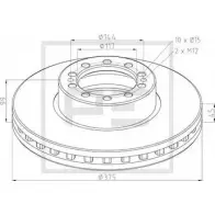 Тормозной диск PE AUTOMOTIVE 106.204-00A 730878 8VS 61 1MYRSS2