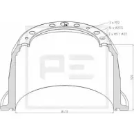 Тормозной барабан PE AUTOMOTIVE Citroen DS3 1 (PF1) Хэтчбек 1.4 HDi 70 68 л.с. 2010 – 2015 B2FG9P 126.092-00A GGOVD9 I