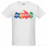 Детская футболка quattro, белая VAG F2 07T0L 1438170657 3201900105
