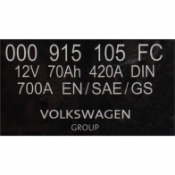 Оригинальный аккумулятор 12в 70Ач 420/700а AUDI/VW/SKODA/SEAT 1425162162 000915105FC J5V71U J - Изображение 2