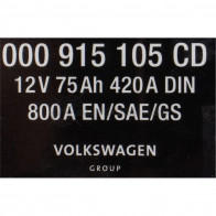 Оригинальный аккумулятор 12в 75Ач 420/800а AUDI/VW/SKODA/SEAT 000915105CD 23210170 KQ HWFH - Изображение 2