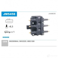 Катушка зажигания JANMOR 5902925216502 Dodge Viper 1 (SR) Купе 8.0 RT10 ACR 455 л.с. 1997 – 2002 0GAG4 5 jm5458
