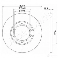 Тормозной диск JAPANPARTS dph16 1481898 VW ZWH2R 8033001986402 - Изображение 2
