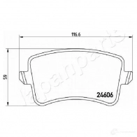Тормозные колодки, комплект JAPANPARTS 3LXK W0 pp0908af 1437476507 - Изображение 2