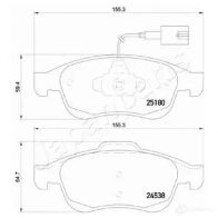 Тормозные колодки, комплект JAPANPARTS 1437477298 pa0243af 7 02BZG - Изображение 2