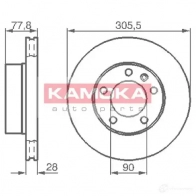 Тормозной диск KAMOKA Renault Master (FD) 2 Фургон 3.0 dCi 140 (HD0S. FD0S. HD1S) 136 л.с. 2003 – 2025 9 FYJFN 1032434 5908242627649