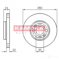 Тормозной диск KAMOKA UJU6 VQO 1038534 5908242633015 Nissan March (K12) 3 Хэтчбек 1.2 16V 65 л.с. 2003 – 2010