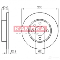 Тормозной диск KAMOKA 0MD B1E0 Skoda Felicia 1031750 5908242609874