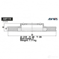 Тормозной диск ADVICS 1425071214 A6F115B J0A3OO T