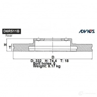 Тормозной диск ADVICS 93 U4MXX 1425071345 D6R511B
