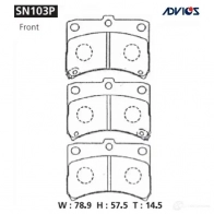 Тормозные колодки дисковые, комплект ADVICS SN103P 1420567463 VKWB9 B8