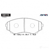 Тормозные колодки дисковые, комплект ADVICS KXW XZ SN115 1420567474