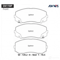 Тормозные колодки дисковые, комплект ADVICS X 5O84J SN118P 1420570178