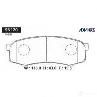 Тормозные колодки дисковые, комплект ADVICS SN120 49C TCT 1420567478