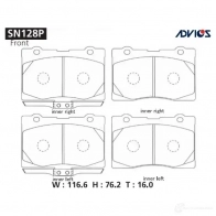 Тормозные колодки дисковые, комплект ADVICS SN128P 1420567483 M5 1WL0