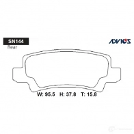 Тормозные колодки дисковые, комплект ADVICS SN144 O8U 3A 1420567494