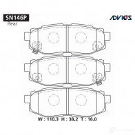 Тормозные колодки дисковые, комплект ADVICS SN146P 1420568213 EGR 9L4
