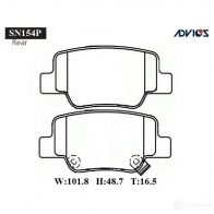 Тормозные колодки дисковые, комплект ADVICS SN154P 4 LGVT 1420569149