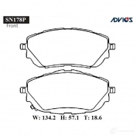 Тормозные колодки дисковые, комплект ADVICS SN178P 1420569663 U Q14K