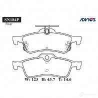 Тормозные колодки дисковые, комплект ADVICS V RB436O 1420569664 SN184P